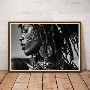Photography Artwork , Black Woman Art, Black And White Wall Art , vintage Gallery Wall , African art , Digital wall art ,  extra large art