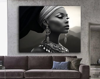 Black Woman Art Print, African Portrait, Extra Large Wall Art (Digital Download)