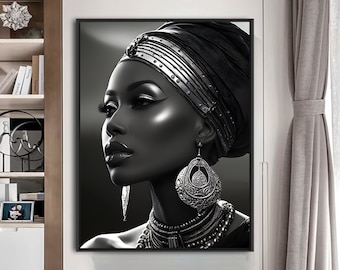 Black Woman Portrait, African Art, Large Wall Art (Digital Prints)