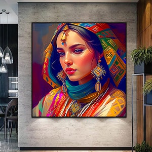 Colorful wall art , Moroccan , Lady art , Printable wall art, Morocco, woman artwork , Gallery Wall Art , artwork prints , Arabic art ,