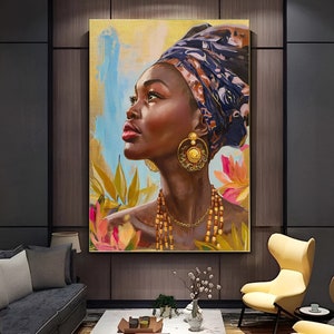 Black Woman Art , African Woman Painting , Artwork Women , Lady Art , Gallery Wall Art , Afrocentric Art , painting Print , Digital Art