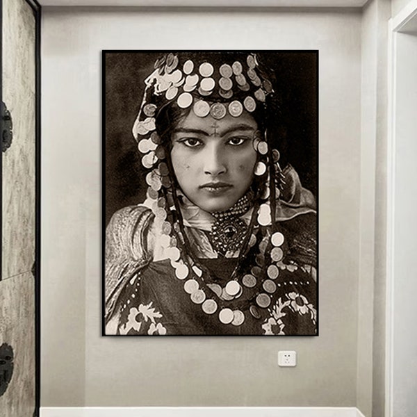 Berber woman , art prints download  moroccan , moroccan decor , black art , printable art ,  extra large wall art