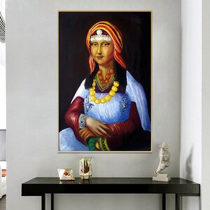 Mona Lisa bereber, arte imprimible, descarga de impresiones de arte, marroquí, decoración marroquí, arte africano