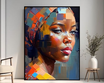 Black Woman Art Print, African Woman Portrait (Digital Download)