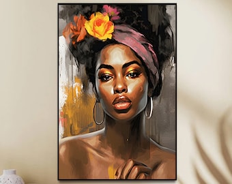 Black Woman Art Print, Extra Large African Woman Poster (Digital Download)