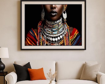 Black Woman Art, African Wall Art ,  vintage Gallery Wall , Digital wall art   ,  extra large wall art , photography artwork
