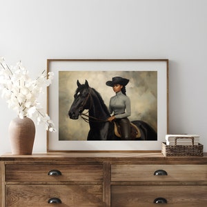 Black Woman Equestrian Art Print: Vintage Horse Rider (digital Download ...