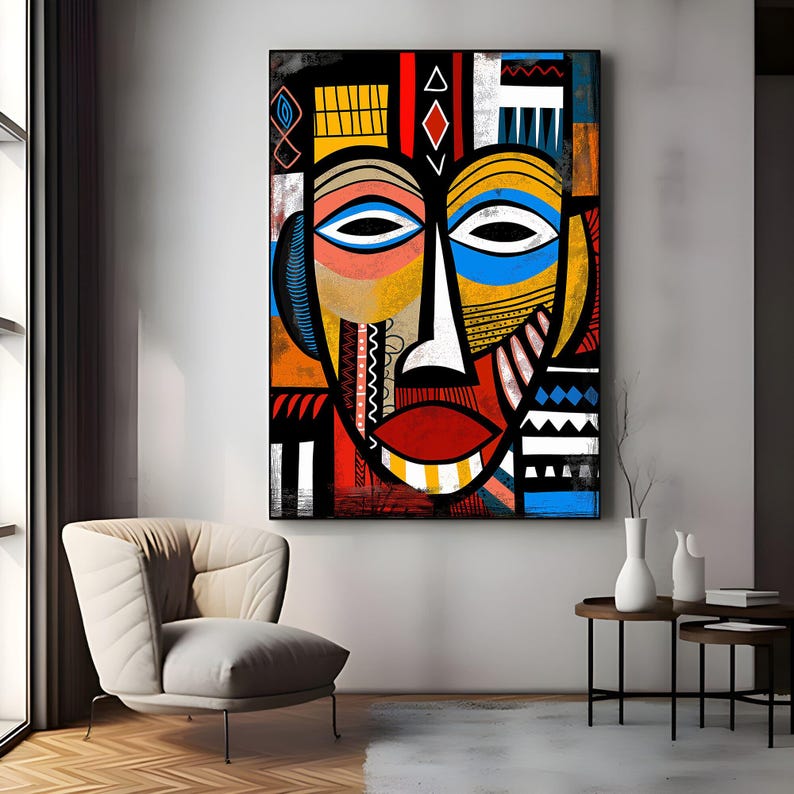 Abstract African Mask Art Print: Ethnic Wall Decor (digital Download ...