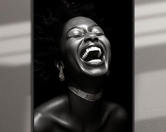 Black Woman Art Print, African American Portrait, Black and White Photography (Digital Prints)