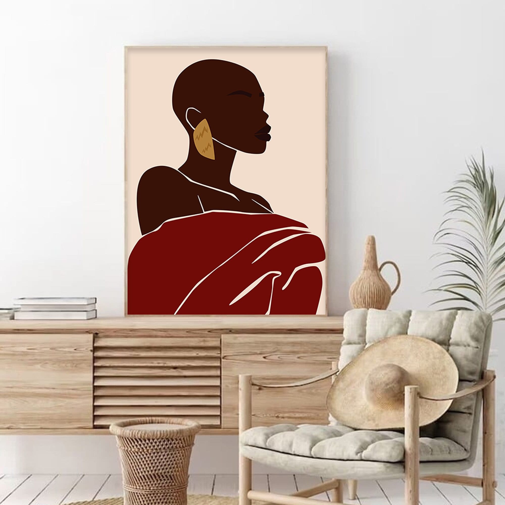 Afro Black Woman Print , African American Wall Art , Abstract Boho ...