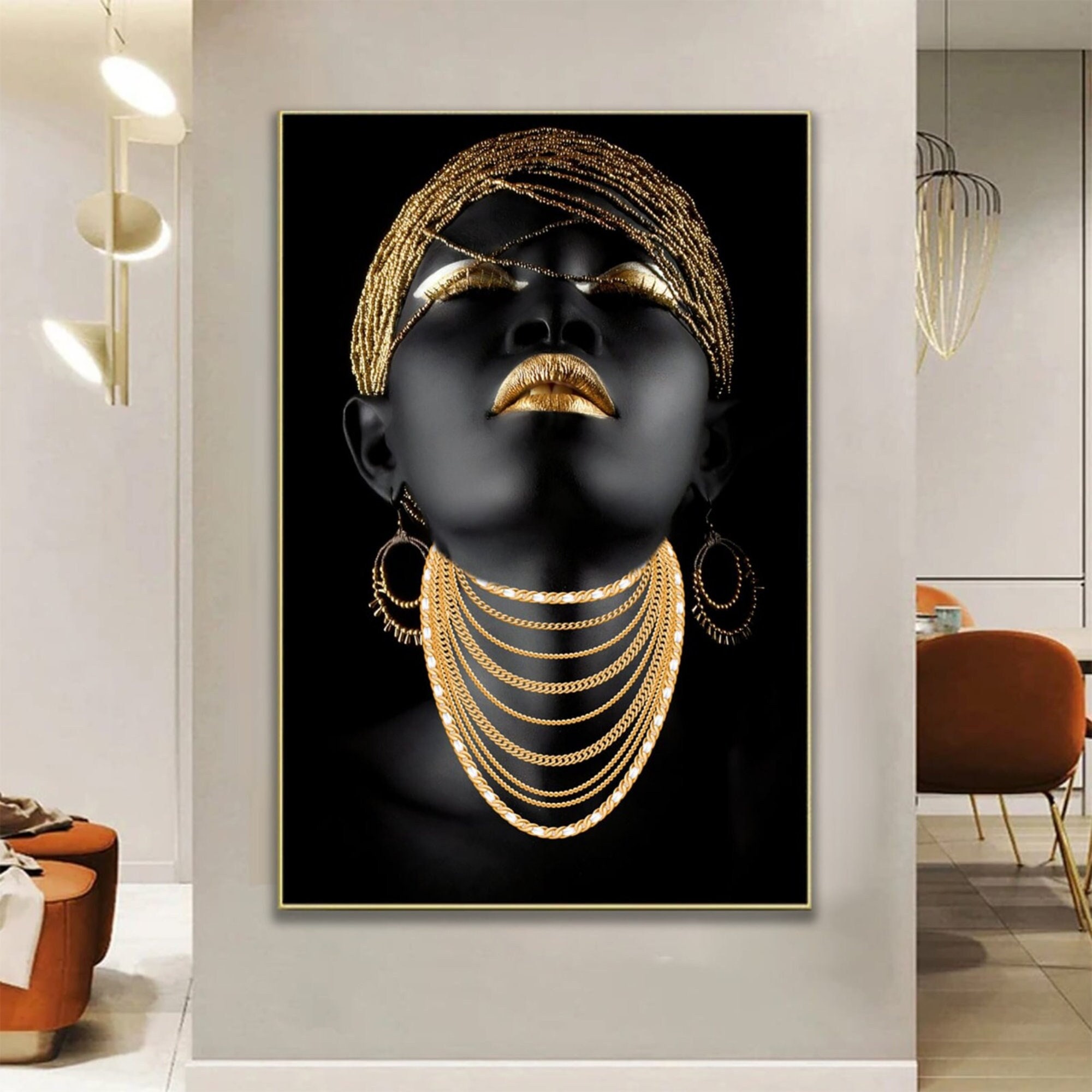 Black Woman Gold Portrait Art, African Wall Art (digital Prints) - Etsy