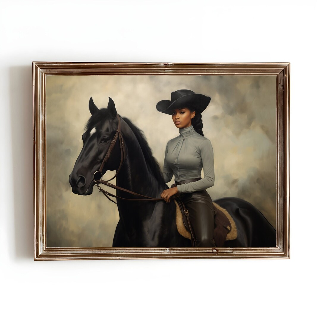 Black Woman Equestrian Art Print: Vintage Horse Rider (digital Download ...