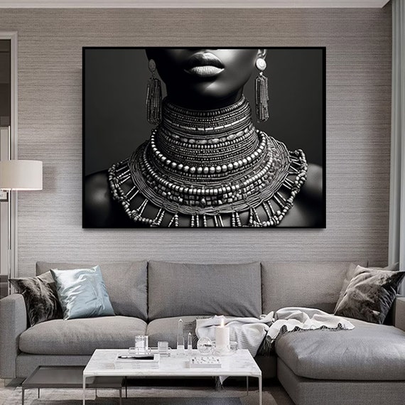Artwork print , Lady art , Museum poster , Gallery Wall Art , Black Woman Art , African art ,  Black and white art ,  wall art printable ,