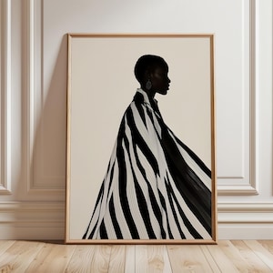 Obra de arte contemporánea, arte de impresión minimalista, arte de impresión étnica, mujer negra, arte africano, decoración de pared afrocéntrica, mujer africana abstracta
