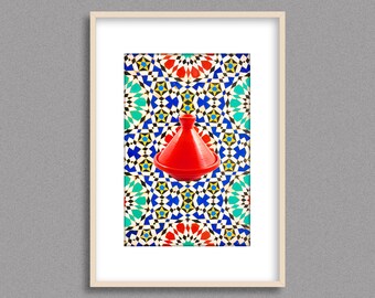 Moroccan Tile Art Print, Islamic Geometric Design (Digital Download)