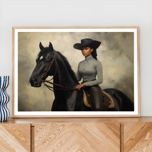 Black Woman Equestrian Art Print: Vintage Horse Rider (digital Download ...