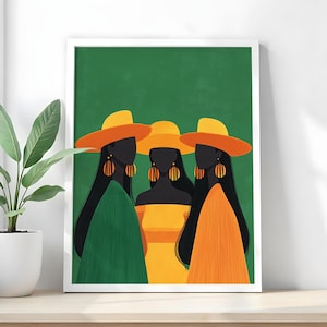 African Black Girls Print , Melanin Artwork , Minimalist Afro Art , Modern Abstract Art , Afrocentric Illustration , Afro Girls