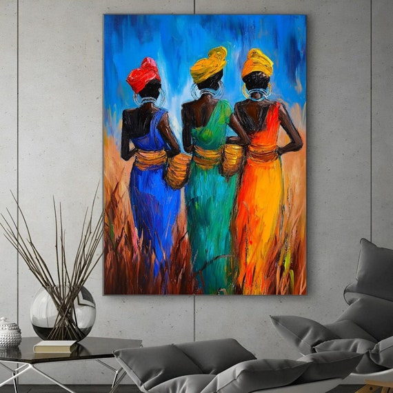 Colorful African Art Painting: Black Women Print (digital Prints