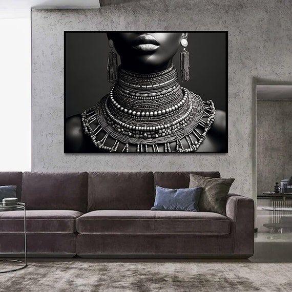 Artwork print , Lady art , Museum poster , Gallery Wall Art , Black Woman Art , African art ,  Black and white art ,  wall art printable ,
