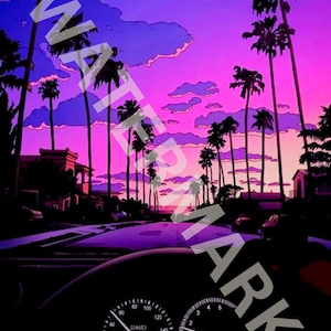 Dashboard Car Sunset Retro Wall Art | Vintage Wall Art | Retro Printable Art | Pop Art Poster | Contemporary Wall Art | | Exhibition Poster
