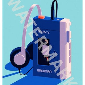 Walkman Retro Wall Art | Vintage Wall Art | Retro Printable Art | Pop Art Poster | Contemporary Wall Art | | Exhibition Poster