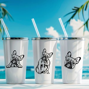 Franse bulldog gluren hond Frenchie commerciële Franse bulldog moeder bulldog Logo SVG PNG EPS dxf Clipart Vector Cricut gesneden bestand Tumbler Decor