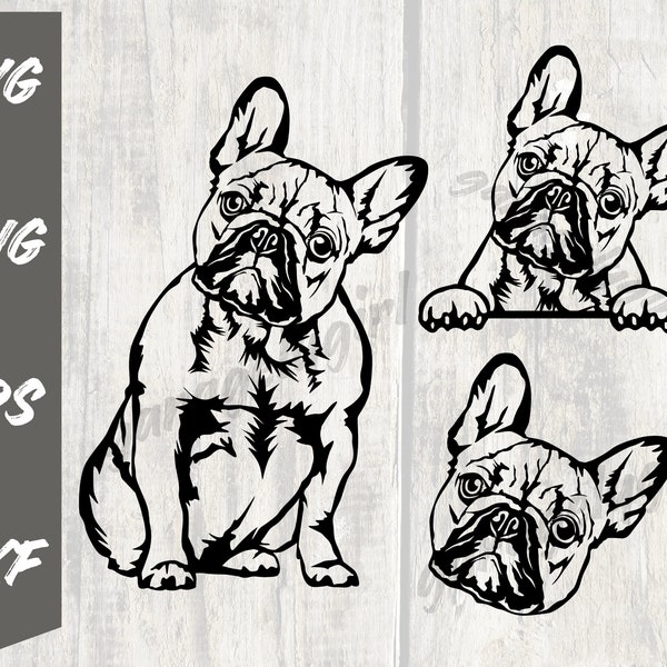 French bulldog peeking dog Frenchie Commercial French bulldog mom bulldog Logo SVG PNG EPS dxf Clipart Vector Cricut Cut File Tumbler Decor