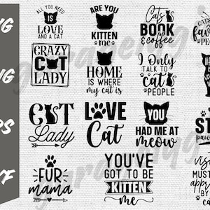 Paquete de gatos / Amante de los gatos / Comercial / Mamá de gatos / Papá de gatos / Señora de los gatos / Logotipo SVG PNG EPS dxf Clipart Vector Cricut Archivo de corte Decoración de vasos