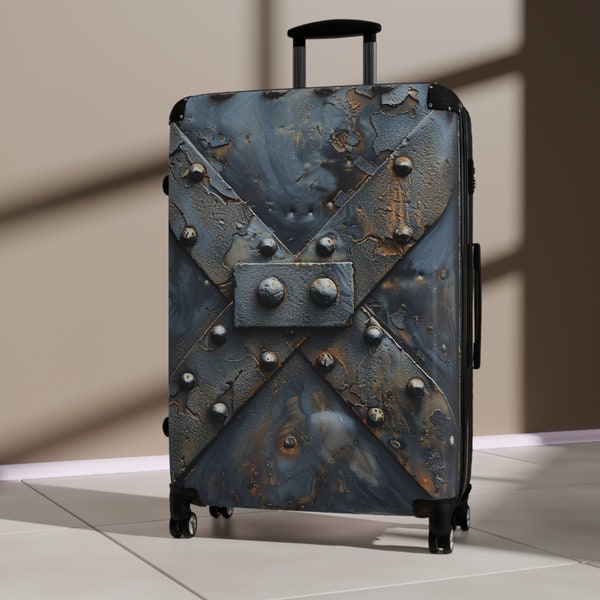 Steel Grunge Metal Rustic Men's Suitcase Luggage | Lightweight | Rugged | Built-in Lock