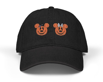 Sombrero de mezclilla bordado de calabaza de Minnie y Mickey