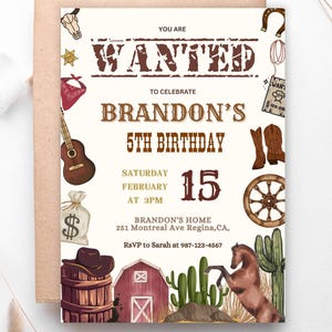 Cowboy Birthday Invitation Editable Country Western Wild West Birthday Invite CANVA EDITABLE Instant download