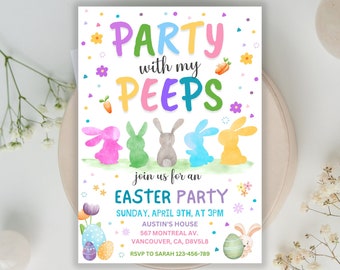 Easter egg Hunt Invitation Editable Easter invite Party with my peeps Easter party invitation template Instant Download Digital  Template