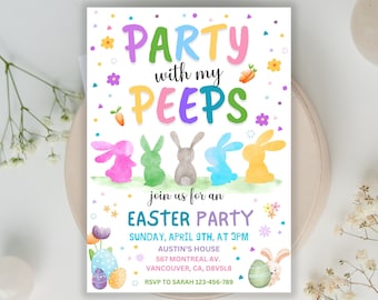 Easter egg Hunt Invitation Editable Easter invite Party with my peeps Easter party invitation template Instant Download Digital  Template