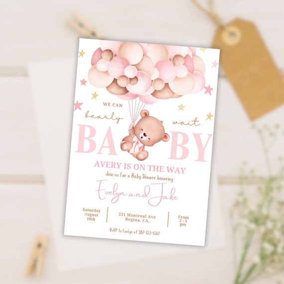 → View on Etsy: Baby Shower Invitation Stars Modern/Boho Teddy Bear Girls Baby Shower Invitation Template, Editable Printable Download Baby Shower Invitation Stars Modern/Boho Teddy Bear Girls Baby Shower Invitation Template, Editable Printable Download
