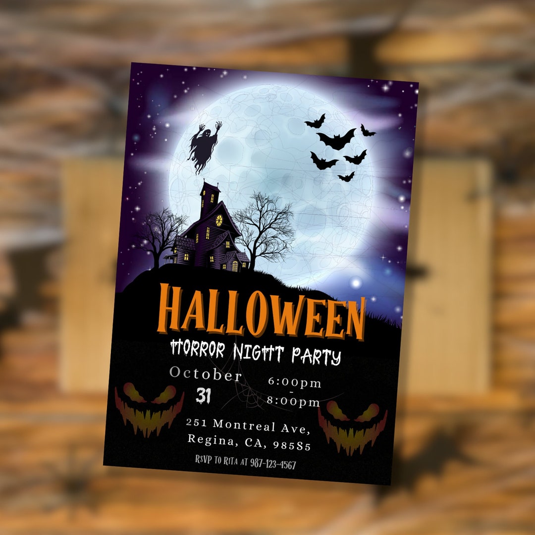 Spooky Halloween Party Invitation: Editable Canva Template (digital ...