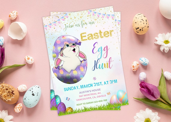 Editable Easter Egg Hunt Invitation Template (Digital Download)