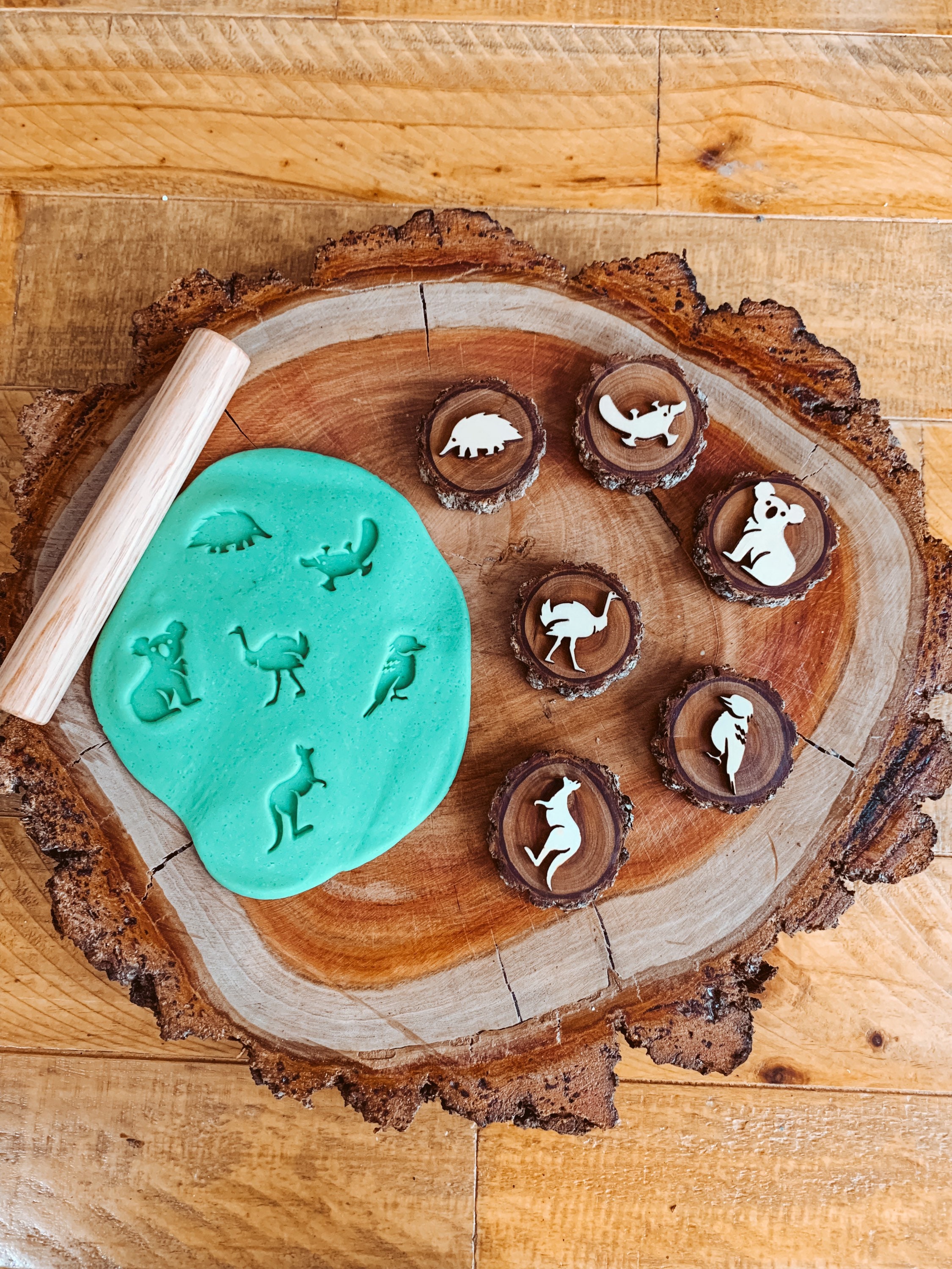 Australian Animals Play Dough Stamp Set Handcrafted Wooden Etsy Australia