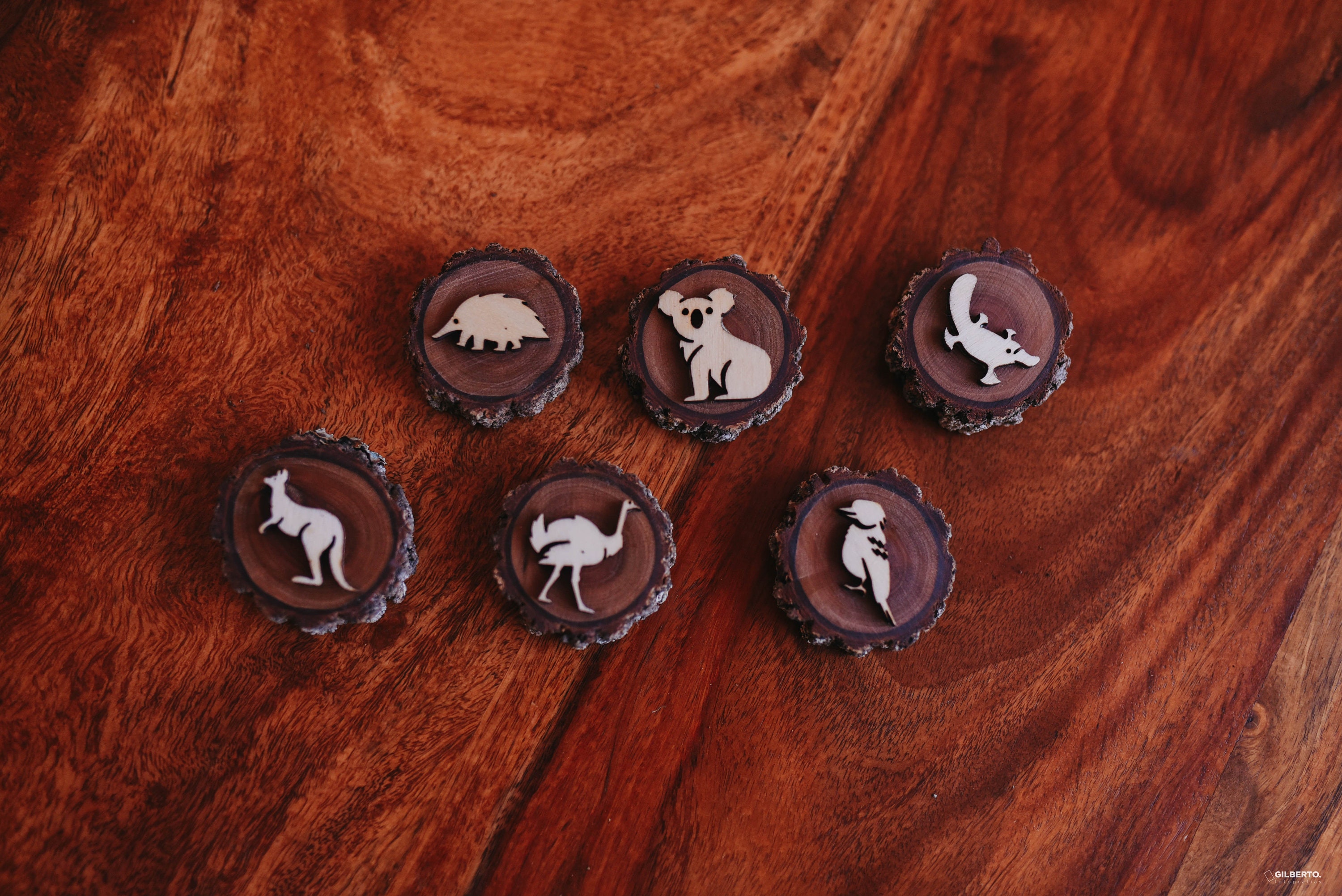 Australian Animals Play Dough Stamp Set Handcrafted Wooden Stamps for