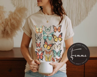 Vintage Butterfly Shirt - Moth Shirt - Boho Shirt - Girl Power Gift - Best Friend Gift - Gift For Her - Trendy Gift - Retro - Butterflies