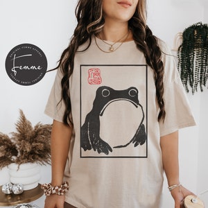 Unimpressed Frog Shirt- Grumpy Frog - Japanese Aesthetic by Matsumoto Hoji, Unisex Shirt, Vintage Style Art Sweatshirt