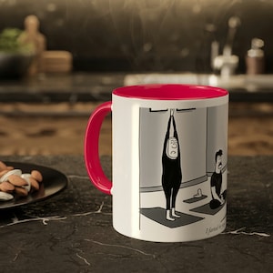 Funny &quot;I Farted in Yoga&quot; New Yorker Cartoon Mug - High-Quality Ceramic for Your Morning Coffee Routine