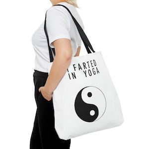 Funny &quot;I Farted in Yoga&quot; Tote Bag - Quirky Accessory for Yoga Enthusiasts with a Good Sense of Humor