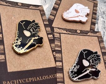 Pachycephalosaurus Fossil Skull Hard Enamel Pin