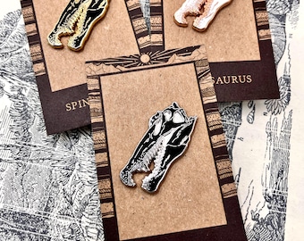 Spinosaurus Fossil Skull Hard Enamel Pin