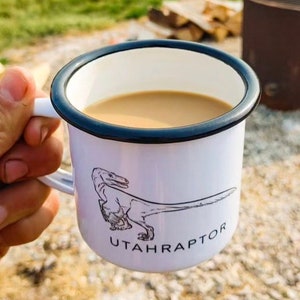 Utahraptor Paleontology Camp Cup Illustrated Fossil Mug