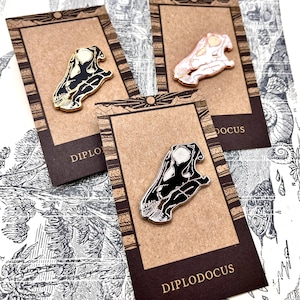 Diplodocus Fossil Dippy Skull Hard Enamel Pin