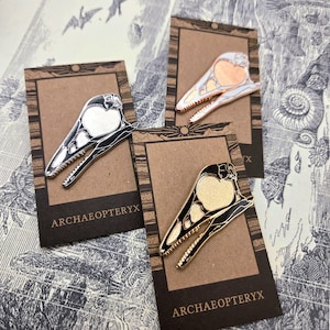 Archaeopteryx Dinosaur Fossil Skull Hard Enamel Pin