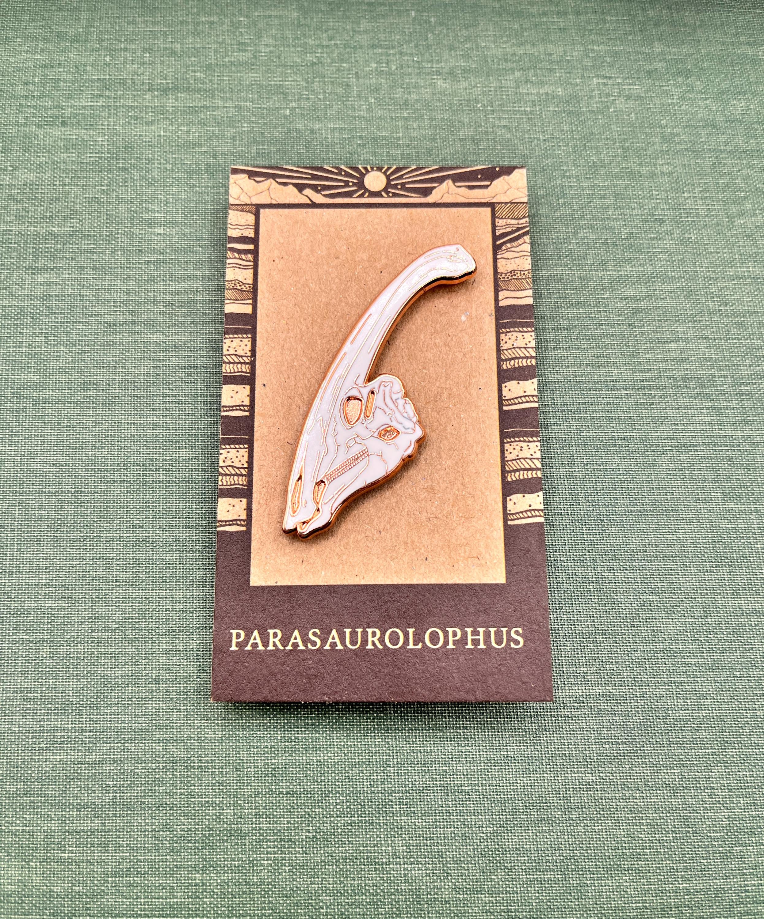Parasaurolophus Fossil Skull Hard Enamel Pin