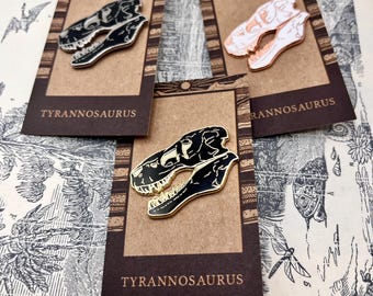 Trex Tyrannosaurus Fossil Skull Hard Enamel Pin