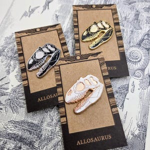 Allosaurus Fossil Skull Hard Enamel Pin